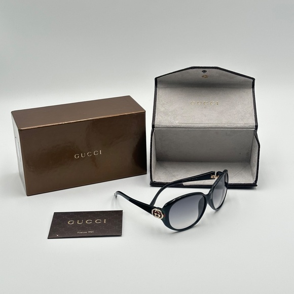 Authentic GUCCI GG Web Sunglasses + Case + Box - Picture 1 of 16